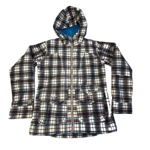 Burton Dry Ride Ski Jacket Women Sz Medium Snowboard Parka Hooded Plaid Full Zip